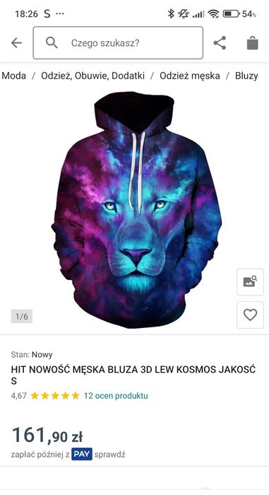 Bluza 3D lew kosmos