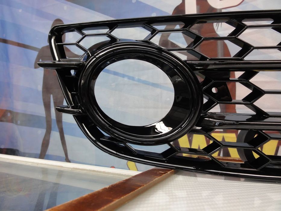 Grelhas faróis nevoeiro Audi A4 B8 08-11 RS LOOK preto brilhante (para-choques sline e S4)