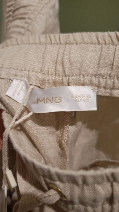 MNG Mango  NOWE  Hiszpańskie luźne spodnie lniane, 100% Len, Roz. 4XL