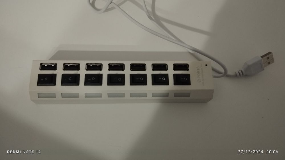 Extensão de hub USB2.0 de 7 portas a funcionar muito bem