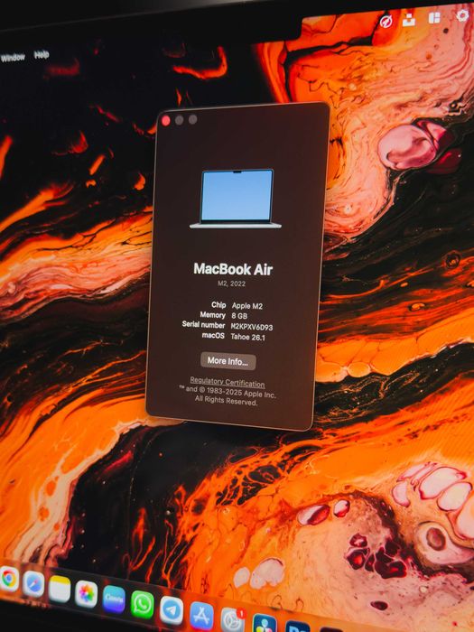 Laptop MacBook Air M2 / Idealny Stan / Gwarancja / 8GB RAM, 256 GB