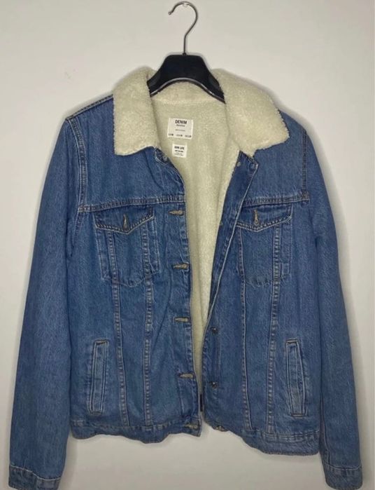 Casaco oversized de ganga com pelo da Bershka