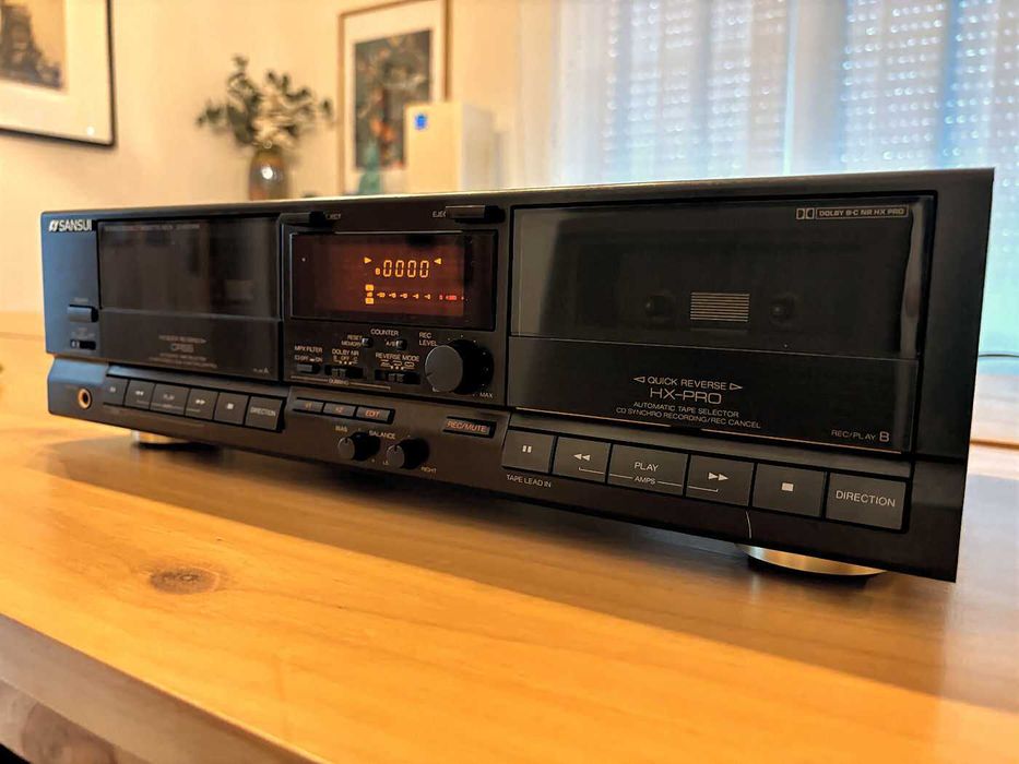 Deck de cassettes duplo Sansui, modelo D-X317WR