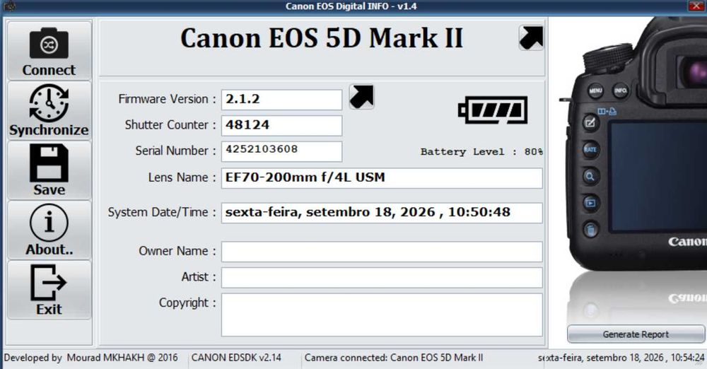 Canon 5D Mark II, Lentes: 17-40 f4, 70-200 f4, 2 Disparadores de radio.