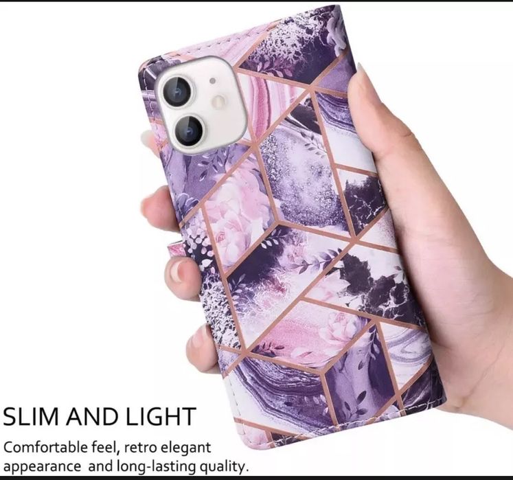 Dracool Etui Wallet Flip dla iPhone 12 Pro Max Kwiatowe Marmurowe