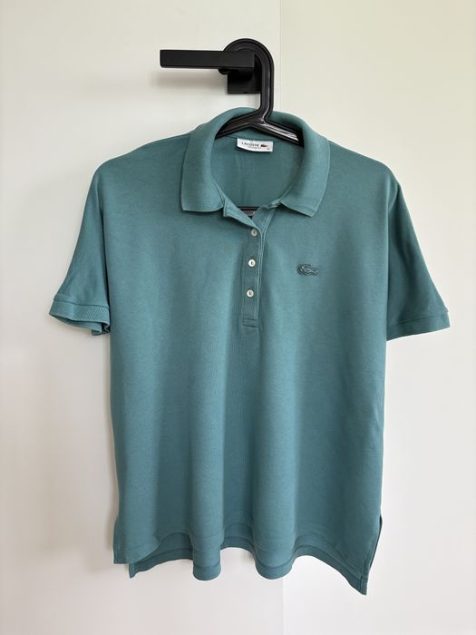polo t-shirt Lacoste damski relaxed fit XS turkusowy