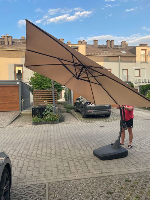 Parasol ogrodowy Peoria 300x300 OBI z podstawą Wrocław Krzyki