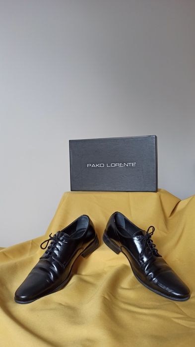 Pako lorente czarne buty eleganckie męskie wizytowe półbuty pantofle