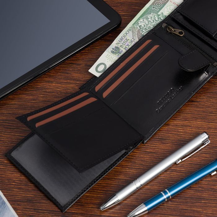 Portfel męski skórzany ARTURO 033 czarny z pudełkiem prezent imieniny