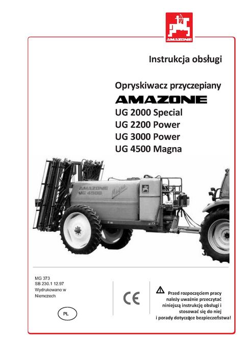 Instrukcja obsługi Amazone UG  opryskiwacz