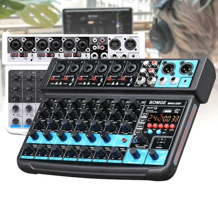 Потужний 8-канальный аудио микшер с Bluetooth, USB-записью и эффектами