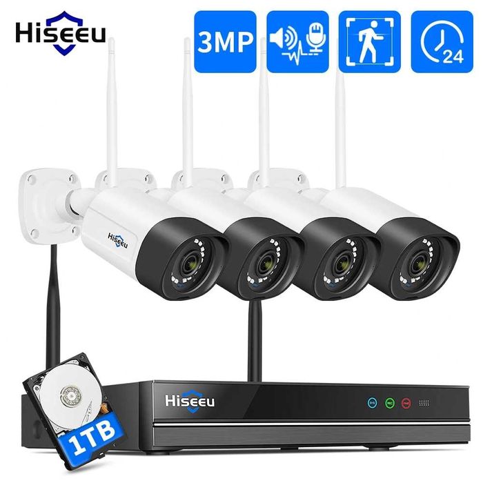 Kit Video Vigilância WIFI 4 câmaras - 3MP 1080P - Visão Noturna - NOVO