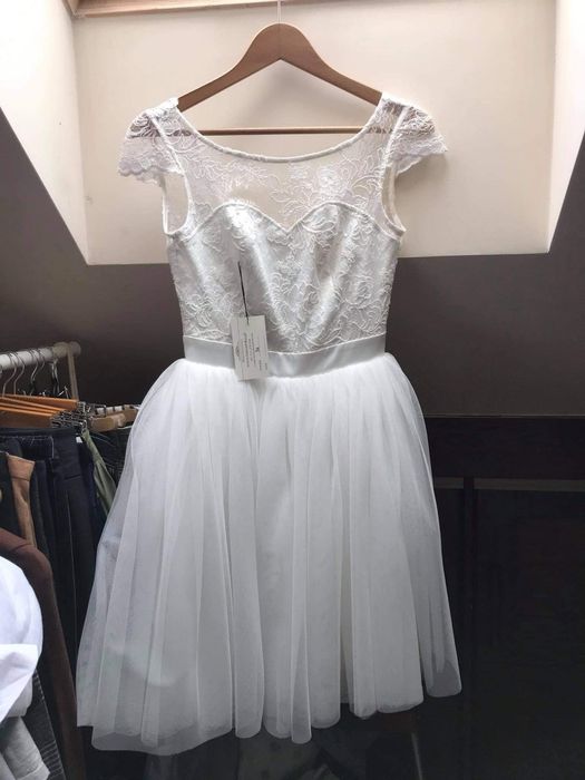 Sukienka okazja nowa ślub tiul biała xs 34