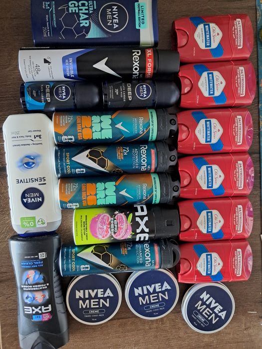 Męskie dezodoranty i żele-  Old Spice, Nivea, Rexona, Axe - 20 produktów