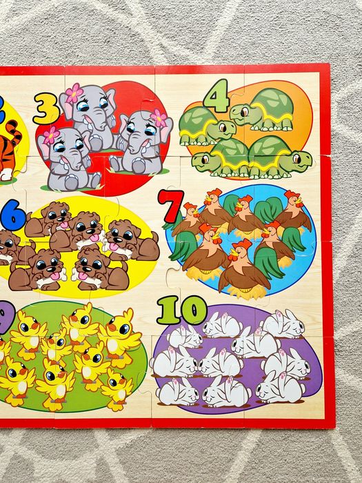 Piękne duże drewniane puzzle edukacyjne 60x90 cm cyfry liczenie