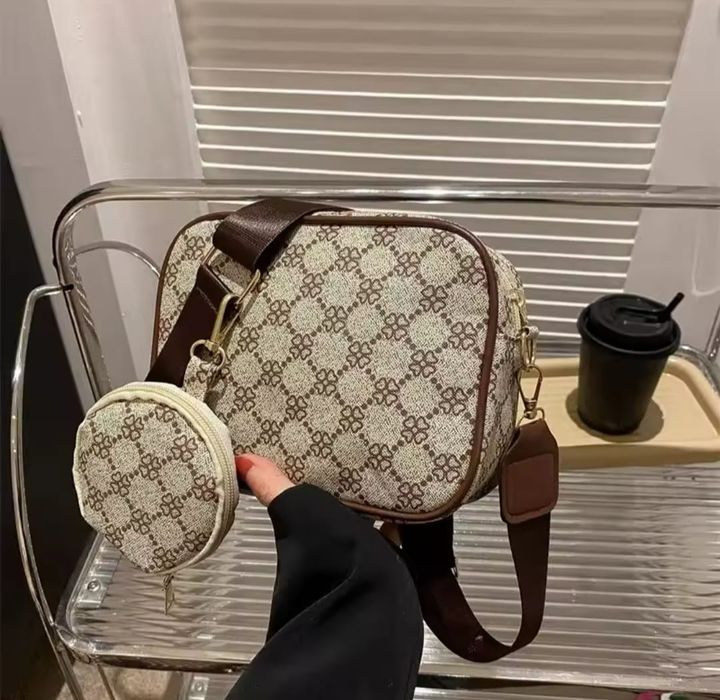 Torebka z saszetka monogram wzór 2w1 listonoszka nerka crossbody torba