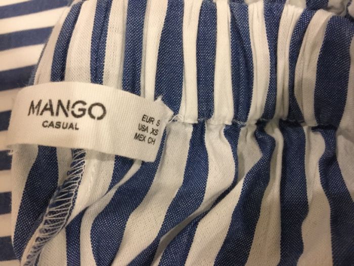 Calças algodão riscas Mango