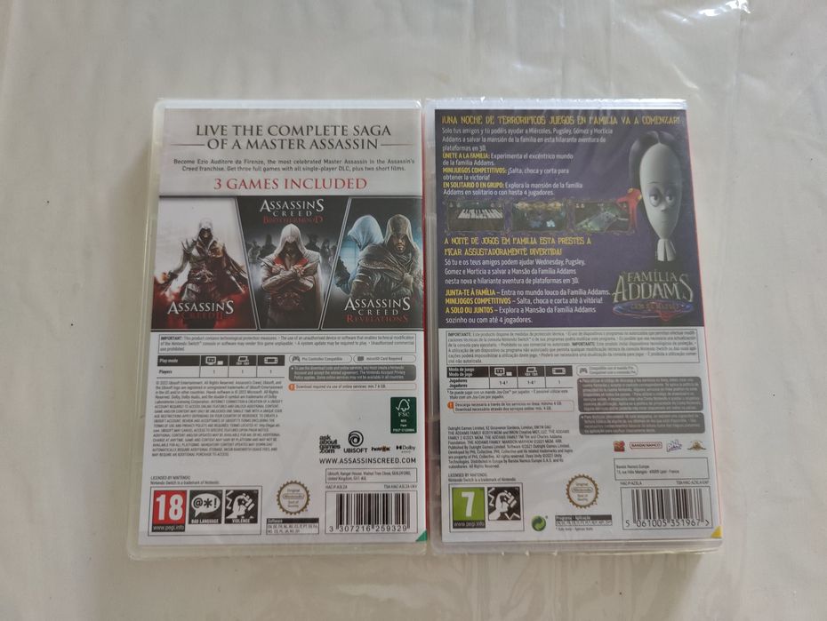 Jogos nintendo switch selados família Addams Assassin's Creed ezio