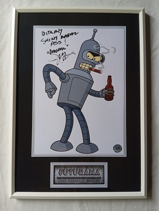 Moldura Série Futurama - Bender com Autógrafo (A4)