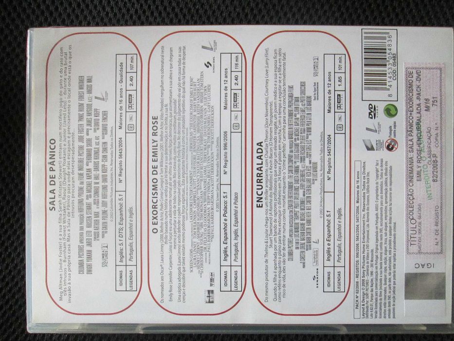 3 DVD - Exorcismo, Sala de Pânico, Encurralada, novos