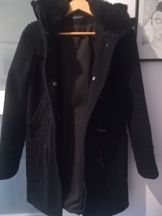 Płaszcz z kapturem TOPSHOP 36 (S) czarny