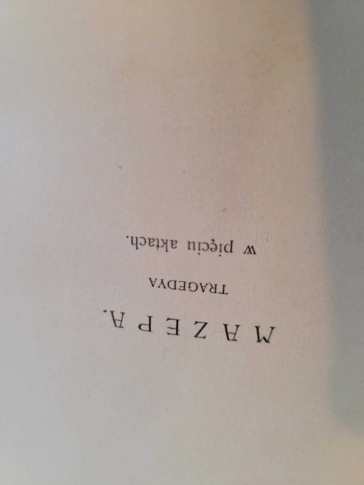 Przedwojenna książka Mazepa Juliusz Słowacki