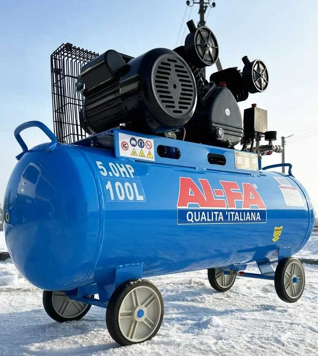 Компресор 100 літрів Ремінний AL-FA ALC100-2 3.8 кВт 660л/м 2 цилінди