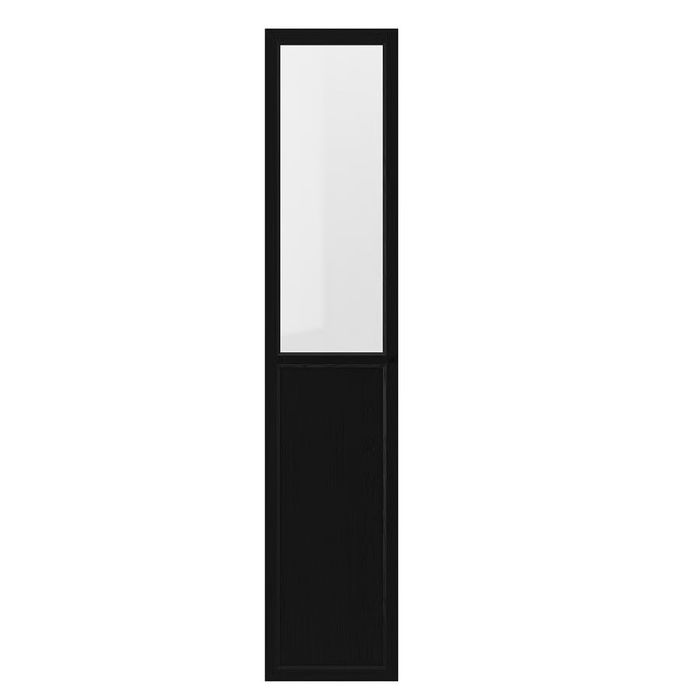 IKEA OXBERG Drzwi panelowe/szklane, czarny imit. dębu, 40x192 cm