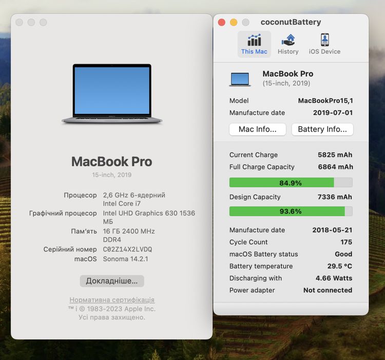 Macbook Pro 15 2019 i7 2.6 / 16gb / 512gb/ Radeon Pro 4 ГБ 93% АКБ