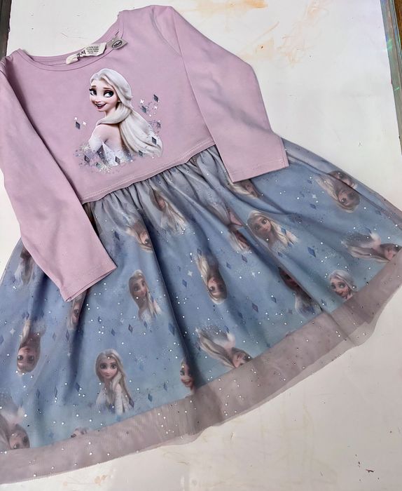 Elsa, Elza, Frozen, Kraina Lodu, Tiul, brokat CEKINY i leginsy  98 104