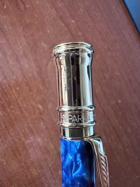 Conjunto canetas Vintage Parker Duofold Blue Marble (1990) – Ouro 18K / 750