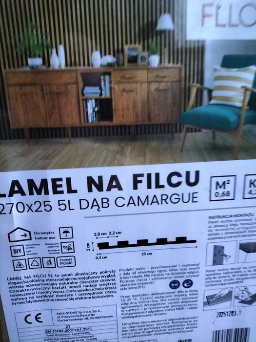 Panele  lamele ścienne na filcu