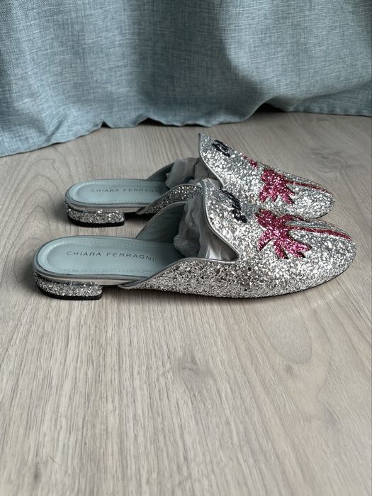 Buty wsuwane Chiara Ferragni 38-39 klapki loafersy baleriny espadryle cekiny