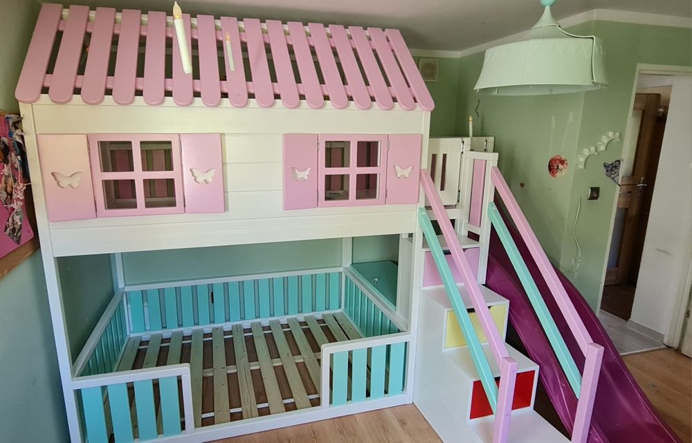 Łóżko piętrowe drewniane 120x180