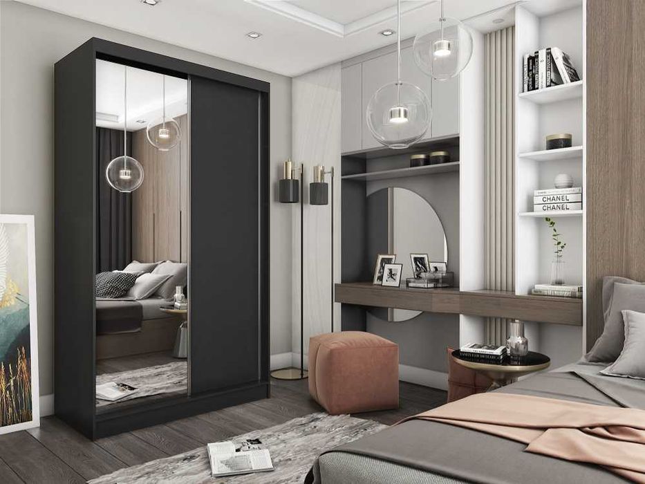 Szafa przesuwna 120 cm z lustrem do sypialni szafa dwudrzwiowa