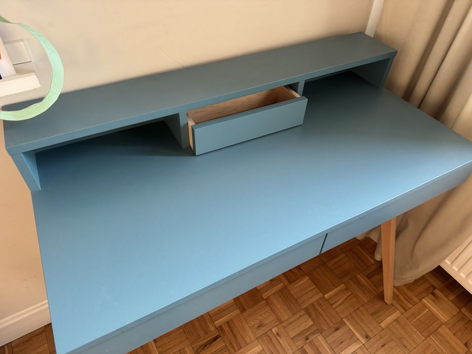 Minko biurko niebieskie dla dziecka ikea z nadstawką