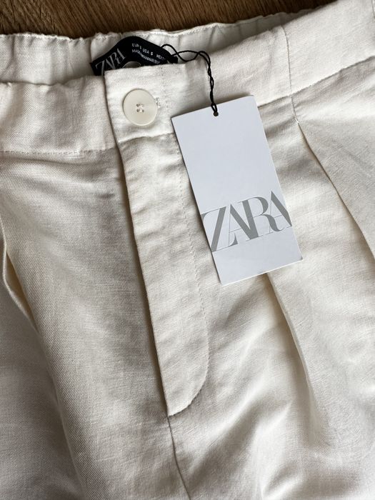 Лляні штани широкі carrot fit Zara Зара М