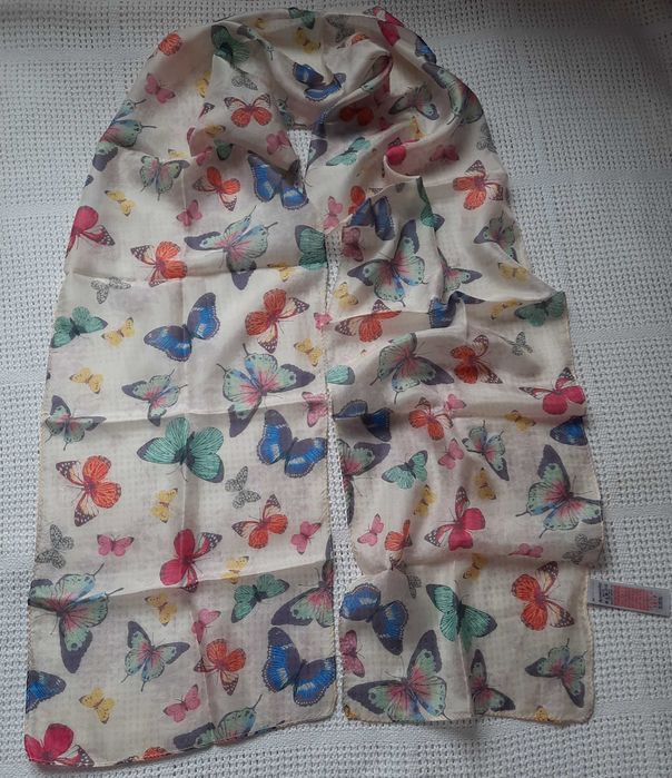 100% Jedwab Accessorize motyle wzór motyli szal jedwabny apaszka