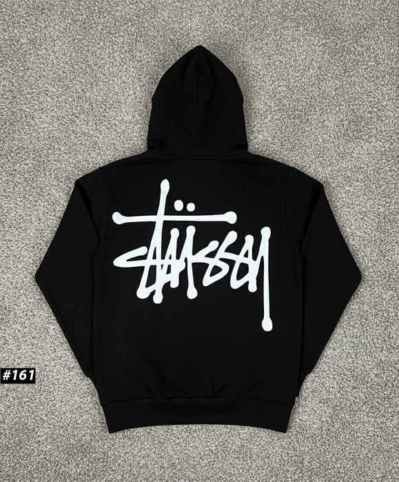Черное Худи Stussy Hippo • Cotton 100% • Толстовка Чорна Стусси Базовое • XS/XXL