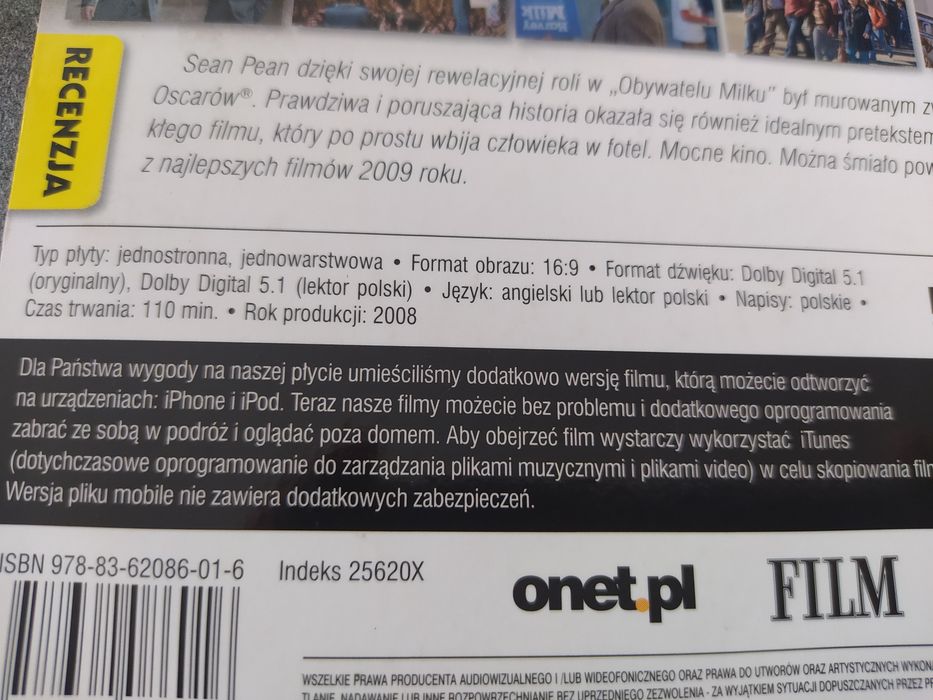 Film DVD Obywatel Milk dramat Oscarowy film Dean Penn