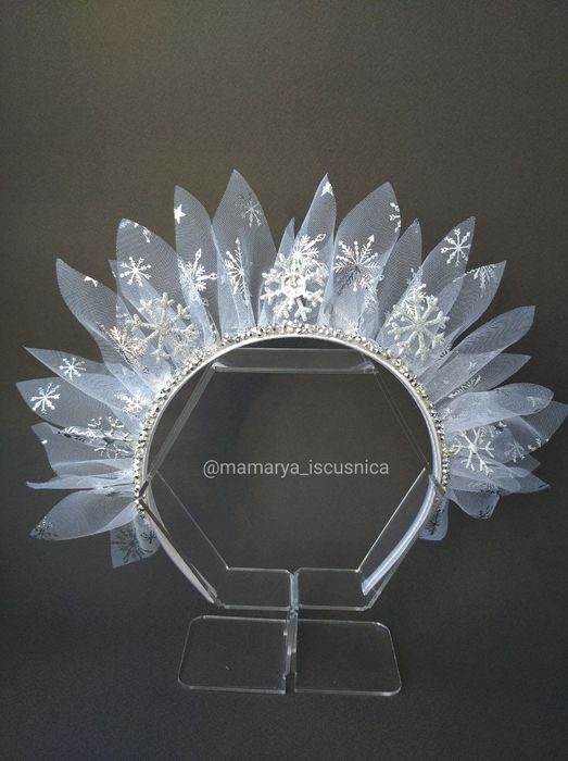 Обруч сніжинки зі сніжинками білий новорічний