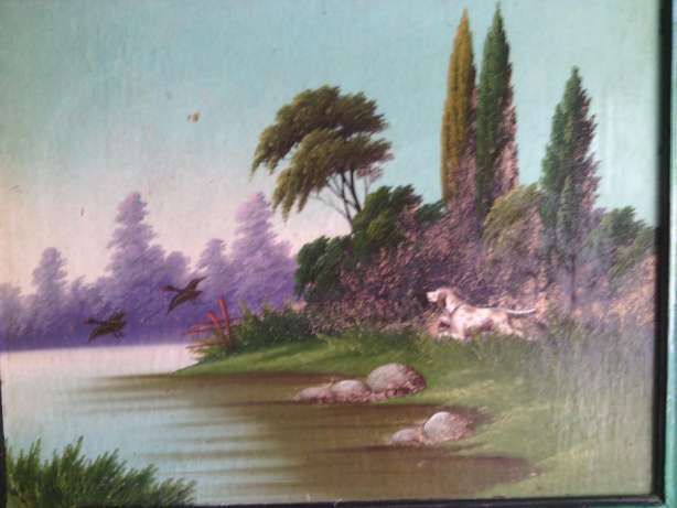 Картина маслом "охота" 54 см х 43 см (на фанере ) ( где то 60х )