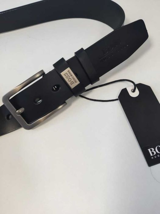 HUGO BOSS Męski pasek firmowy, skóra naturalna, Włochy 502