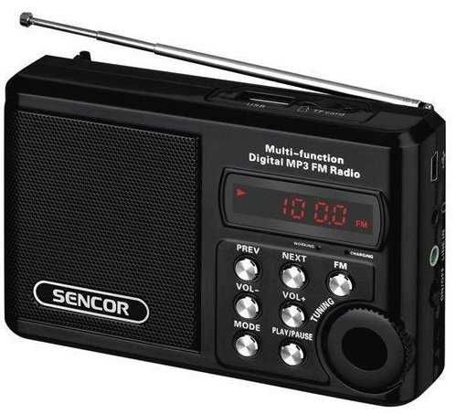 Przenośne radio FM MP3 SENCOR z USB i kartą SD posiada akumulator