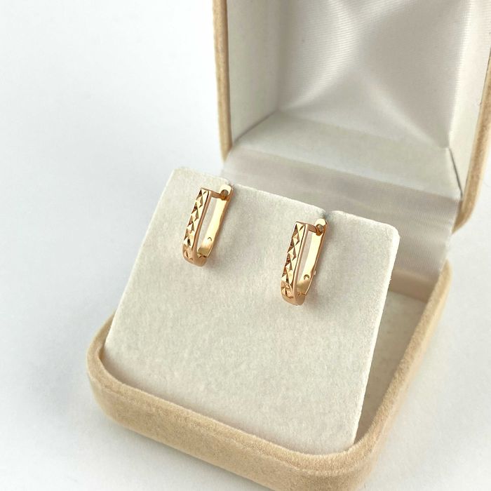 Urocze ZŁOTE kolczyki DIAMENTOWANE zdobienie PRÓBA 585 (14K)