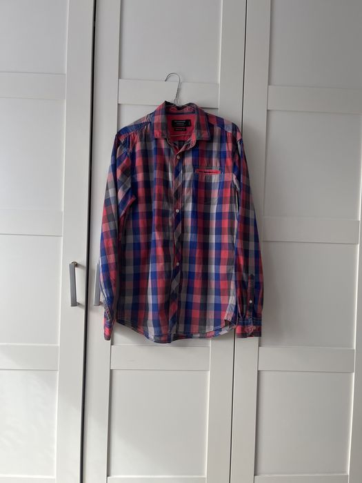 Koszula rozowa krata reserved S regular fit