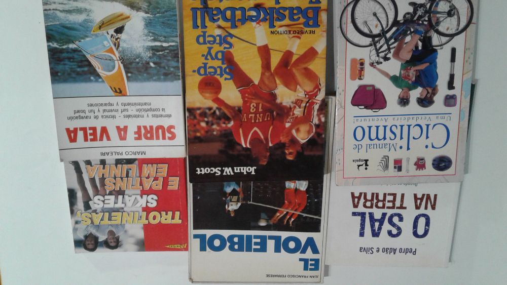 Books about surfing, basketball, cycling, volleyball, etc.