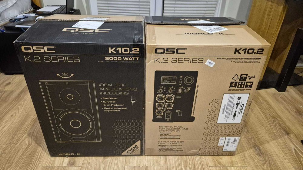 ZestawDJ mikser, kontroler, kolumny QSC, lampy retro, mikrofon, stółDJ