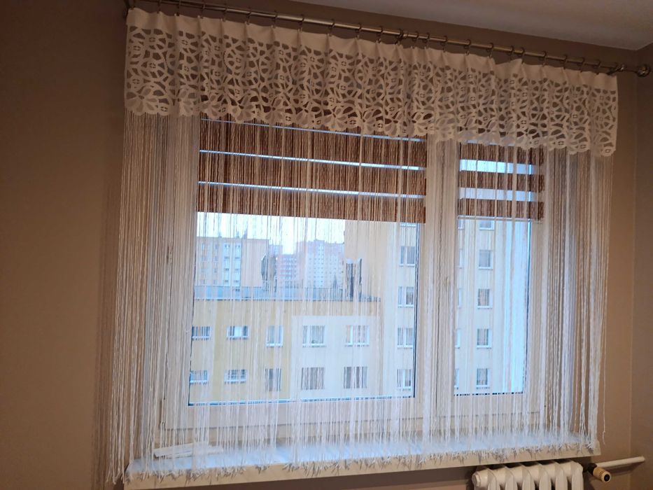 Firanka makarony kremowa i brazowa