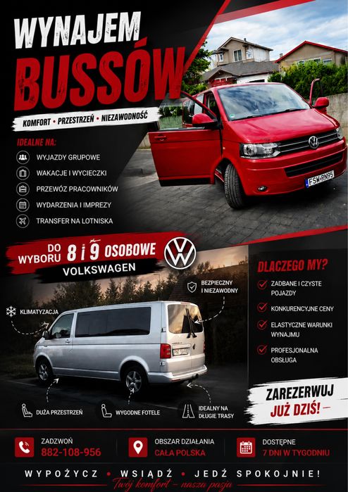 Wynajem busów 8 i 9 osobowych